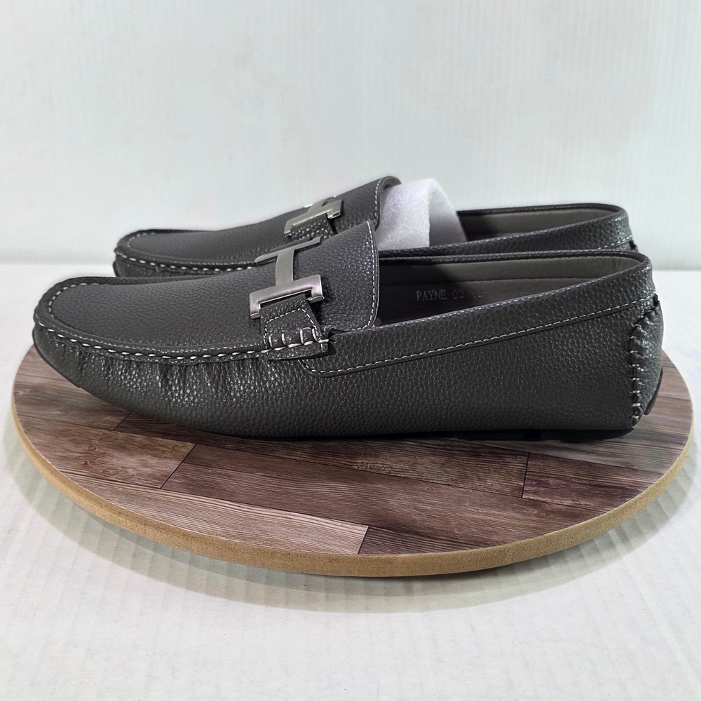Alberto Fellini Driving Loafers‎ Size 10 Grey Faux Leather Metal H Bit Payne 03
